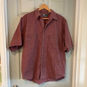 Timber Trail Men's L Vintage 100% Cotton Casual Short Sleeve Button-Up Shirt